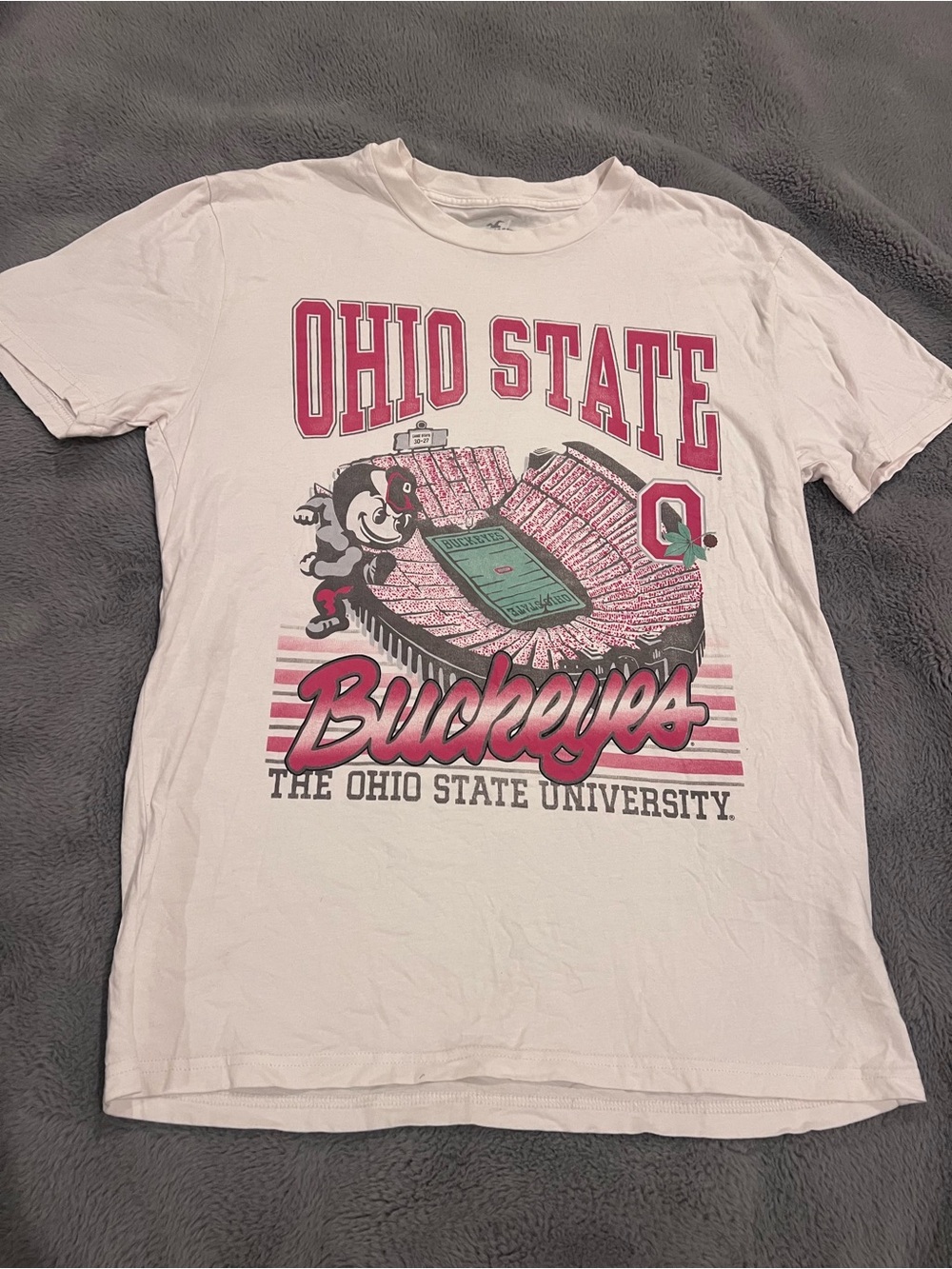 Hollister Ohio State Buckeyes The Ohio State University White Graphic T-Shirt M